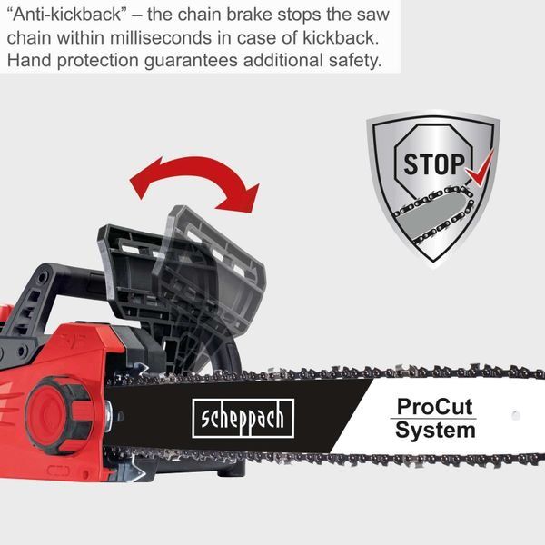 Scheppach CSE2600 Chainsaw, 2400W, 455mm ProCut Bar, 44cm Cutting Capacity Scheppach CSE2600 Chainsaw, 2400W, 455mm ProCut Bar, 44cm Cutting Capacity